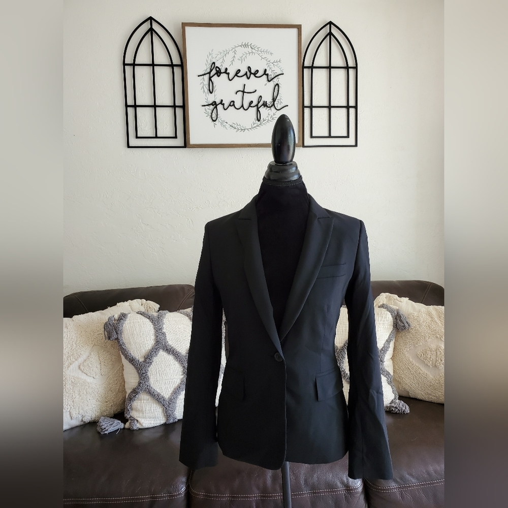 Club Monaco New York Italian Tropical Wool One Button Blazer Size 2 Boho Classic